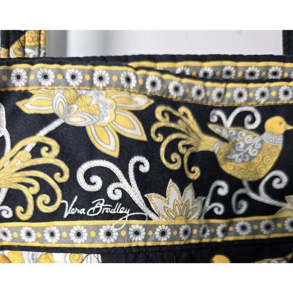Vera Bradley X Large Tote Bag & Snap Card/ID Wallet Yellow Bird Black/Yellow - Picture 5 of 14